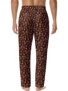Mens Pajama Pants, Soft Lounge Sleep Pants With Pockets Lightweight Long Pajama Bottoms For Menhalloween - 土耳其黑 - 查看 5