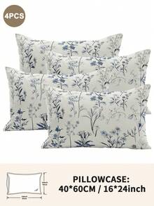 Bộ 1/2/4 vỏ gối in hình cành lá hoa (không bao gồm ruột gối), mềm mại và thoải mái, phù hợp cho mọi mùa. - Nhiều màu - Xem 14