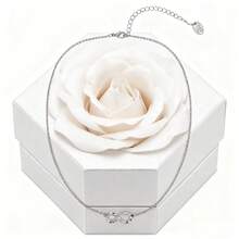 Eternal Love Condensed! The Silver Diamond - Inlaid Infinity Symbol Necklace Blooms With Romance In The Rose Gift Box.