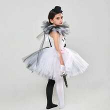 Costume da clown horror per bambini, vestito da ragazza per Halloween, costume da clown per giochi di ruolo, gonna da balletto (3-12 anni)