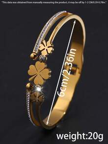 1 件时尚简约不锈钢花朵手链，适合女性日常佩戴或特殊场合/圣诞节和情人节礼物 - 金黃色 - 查看 2