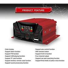 4-Channel Car Audio Amplifier With Wireless Remote - 4x25W Output, LCD Display, Multi-Playback Support For USB/TF/FM/Bluetooth - Red - View 3