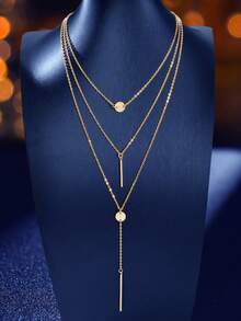 1pc Fashionable Multi-Layer Chains Long Necklace