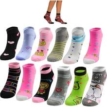 .MAX Calcetines tines para mujer, paquete de 12 pares con diferentes modelos,tines deportivos ligeros para cualquier deporte.elegante,Cómodo y Transpirable Calcetines de algodón Absorbe el sudor - Conjunto 5 - Ver 10