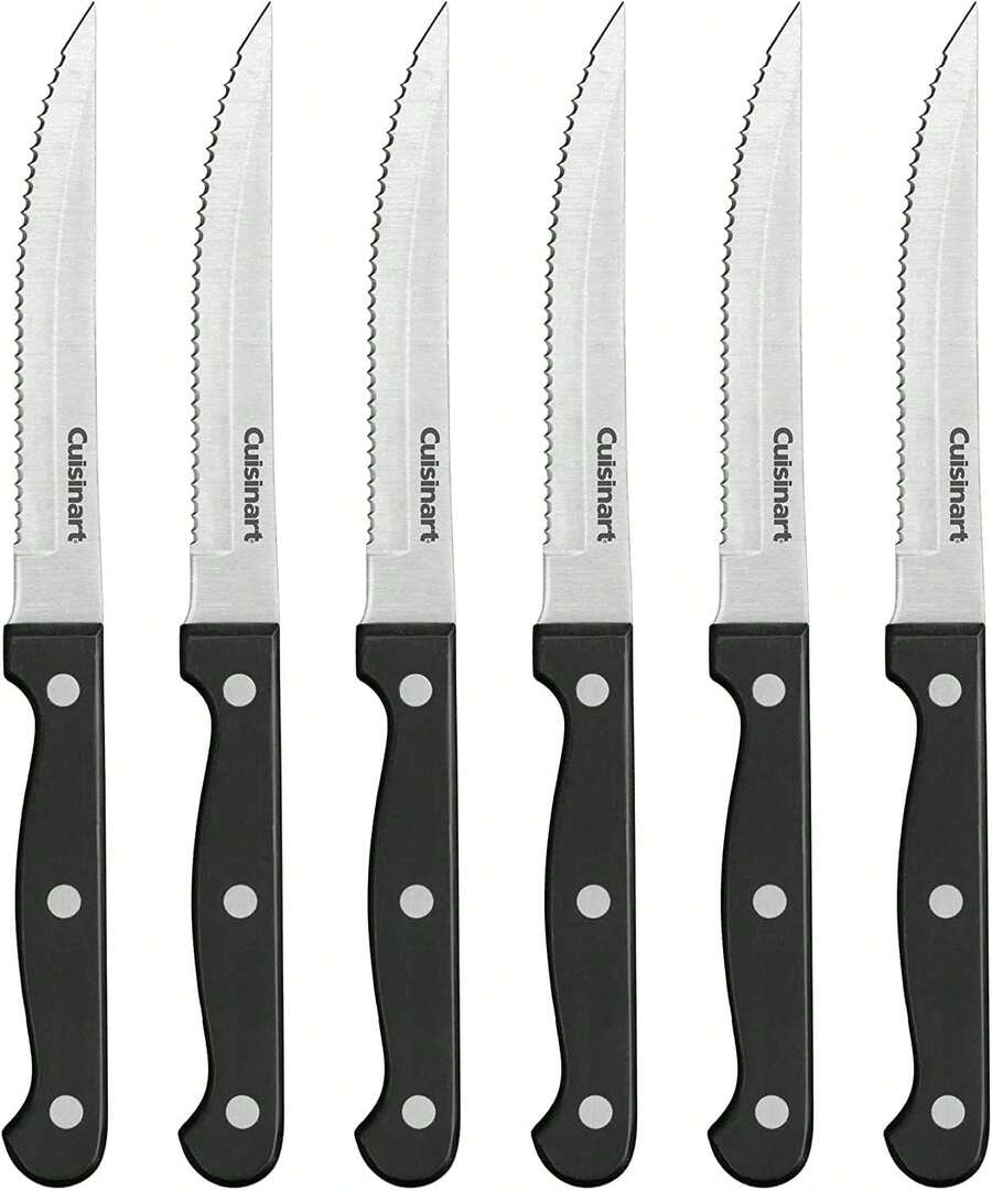 Cuchillo clásico de triple remache, 20.3 cm, negro, juego de cuchillos para carne de 6 piezas, negro, 1 - cuchillo de chef 8" - Ver 1