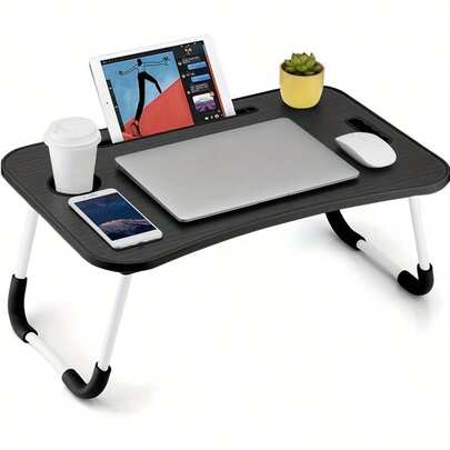 Portable Laptop Desk - Foldable Table Computer Desk - With Cup Holder And Drawer - Suitable For Use On Beds Sofas Or Floors
