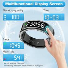 NEXUS Smart Ring Health Tracker For Men/Women, Fitness Ring Sleep Tracker With LED Display Screen, Fast Charging, Health And Sleep Monitoring, Motion Tracking, Female Cycle, Waterproof,Ideal For Sleep/Travel/ Outdoor,Birthday/ Anniversary /Couple Gift,Free Shipping - Silver - View 9