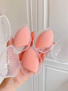 4pcs Transparent Breathable Makeup Storage Boxes, Travel Essential, Includes Anti-Mold Anti-Humidity Sponge. Suitable For Storing Makeup Sponges, And Powder Puffs.