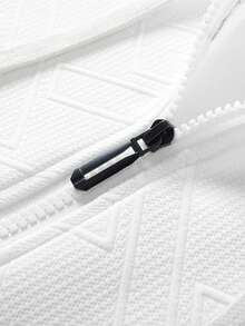 1 Set Boyfriend-Stil Herren Weiß Jacquard atmungsaktiv Fitness Gym Laufen Radfahren Lässig Sport Pullover Kapuzenpullover und Jogginghose Anzug, Herbstkleidung