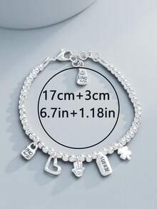 1 件奢华浪漫镀银珍珠串珠手链，带眼水晶幸运符元素，适合女性，是情人节、生日、毕业礼物的理想之选