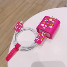 Disney Estuche de teléfono y juego de cable de datos con diseño de patrones con licencia oficial compatible con modelos de las series 17, 16, 15, 14, 13, 12, 11