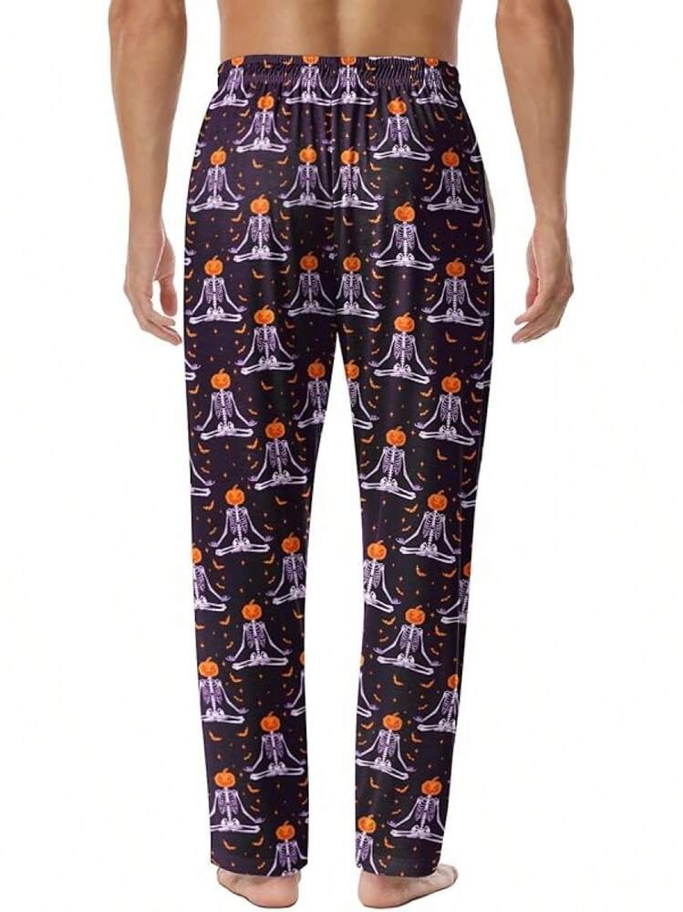 Mens Pajama Pants, Soft Lounge Sleep Pants With Pockets Lightweight Long Pajama Bottoms For Menhalloween - Bone Halloween - View 9
