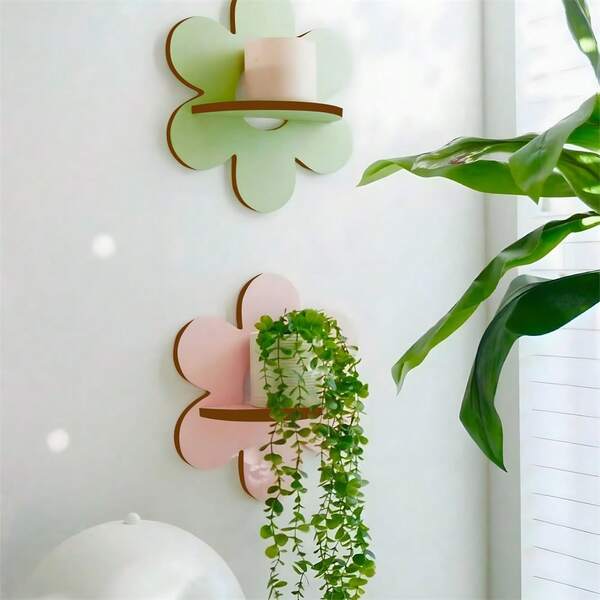 1pc/2pcs Bohemian Style Cute Floating Shelves, Wall Crystal Storage Racks, Minimalist Home Decor Hanging Ornaments, Crystal Oil Display Racks, Wall-Mounted Wooden Racks For Home Decor, Wall Decoration For Home Rooms