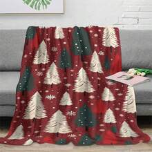 GEL HUT MUN 1 pièce Couverture en flanelle douce, cadeau de grand-mère - cadeau d'anniversaire idéal pour la jeune génération, design floral tropical, couverture confortable pour le canapé et le lit, toutes saisons, couverture d'automne, couverture en polaire, couverture et jeté, couverture moelleuse, literie, jeté de canapé, couverture de Noël vintage douce et confortable - motif d'arbre rouge et de flocon de neige en flanelle douce, convient pour la sieste, le camping, les voyages et la décoration d'intérieur