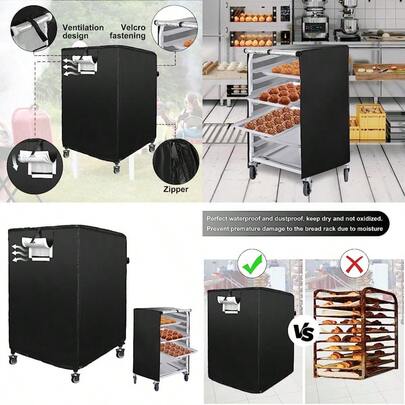 Tiscover Black 10tier 23X28X32 Sheet Pan Rack Cover With Zipper Ventilated Oxford Cloth For Baking Cooking