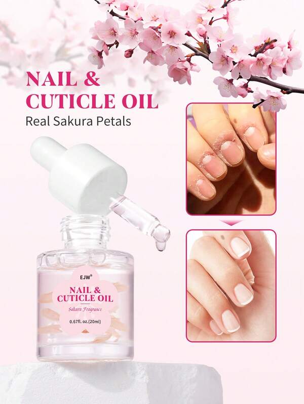Nail & Cuticle Oil (Cherry Blossom / Calendula), 0.67 Fl Oz | Nourishing Serum With Botanical Extracts To Strengthen Nails & Moisturize Dry Cuticles | Non-Greasy