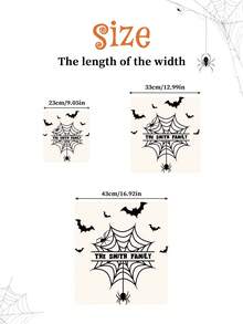 Custom Halloween Door Decal, Personalized Family Name Spider Web Sticker With Bats & Spiders, Halloween Front Door Decor, Spooky Vinyl Transfer Decal, Haunted House Porch Decoration, Gothic Fall Home Decor, Trick Or Treat Sign - Multicolor - View 6