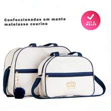 Kit 2 Maternity Bags For Boys/Girls, Luxury Baby Suitcase In Various Colors With Pompom - Navy Blue - View 5