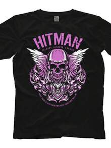 Bret The Hitman Hart - Winged Skull T-Shirt. - 黑色5 - 查看 1