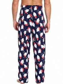Mens Pajama Pants - Viscose Made From Bamboo, Soft Sleep Pants Comfy Drawstring Lounge Bottom With Pockets Sweatpantshalloween - Santa Claus Navy - View 5
