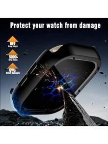 3 件装 PC + 钢化玻璃一体式表壳，防摔时尚保护套，兼容 表壳 40/41/42/44/45/46/49 毫米，兼容 Series Ultra/Se/11/10/9/8/7/6/5/4，智能手表配件男女款 - 黑色+黑色+黑色 - 查看 3