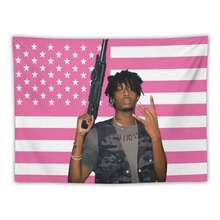 Playboi Rapper Carti American Flag Tapestry. Pink Gift. Easy Hang, Durable. Ideal For Living Room. Bedroom. Man Caves, Dorm Decor. Outdoor Parties. - Pink - View 1