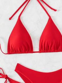 2026 Spring/Summer New Beach Vacation Sexy Slimming Three Piece Set Sweet And Versatile Bikini Swimsuit Swimsuit - 紅色 - 查看 5