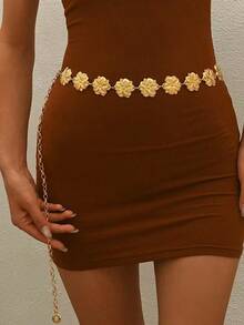 加大码波西米亚复古金属硬币花朵装饰腰链，适合肚皮舞、连衣裙、日常穿着、派对、音乐节、海滩度假、西部牛仔风格、圣诞节金属装饰 - B - 查看 7