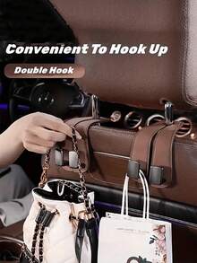 Car Hook, Car Seat Back Double Hook, Multifunctional Car Rear Seat Mobile Phone Holder - Multicolor - View 3