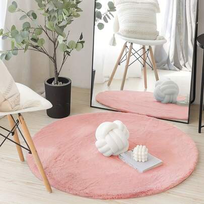 1pc Soft & Fluffy Pink Plush Carpet, Comfortable For Bedroom, Living Room, Study, Office, Foyer, Can Be Used As A Mat To Create A Cozy Bedroom Atmosphere. This Plush Carpet Is Washable, Anti-Slip, Cute In Design, Suitable For Indoor Use All Year Round, An Ideal Indoor Decor Choice.