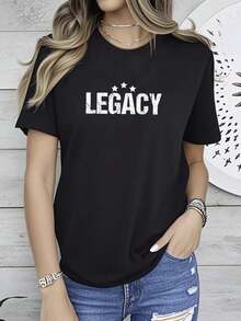 180g pure Cotton Legacy Legend Shirt Matching Father Son T-Shirt Women Top Graphic Tees Stretched Comfortable streetwear Top For Everyday Wear Unisex designer clothes Casual fashion T-Shirt For Women Casual Versatile women Print Round Neck Short Sleeve Soft female - Negro - Ver 2