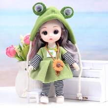 16 厘米 OB11 娃娃服装套装 [仅衣服] – 时尚 BJD 娃娃服装，适合 6 英寸娃娃，手工复古休闲风格，可爱的秋冬服装，格子外套、连衣裙、青蛙帽 – 适合 OB11 娃娃、动漫娃娃 – 生日、派对和节日礼物 - 彩色 - 查看 17