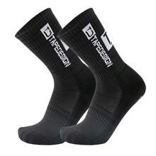 1 paire de chaussettes de sport de football avec lettres pour l'extérieur, chaussettes de sport à fond épais en terry antidérapant, chaussettes d'automne - Multicolore - Voir 17