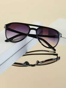 1pc Women's Fashion Glasses, New Double-Bridge Vintage Large Frame Personalized Versatile Face-Flattering Accessory Suitable For Daily, Outdoor, Cycling, Sun Protection, Stage Performance, Party