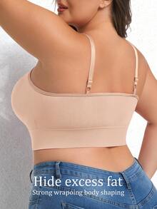 1pc Plus Size Women Sports Yoga Hiking Bra, Adjustable Straps, Detachable Straps, Supportive - Apricot - View 2