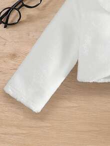 Girls' Fashion Warm Outerwear, Toddler Girls' Fluffy Vest With Rhinestone Collar, Outdoor Stylish & Elegant Dress For Girls, Simple & Versatile White Princess Style With Rhinestone Decor, Exquisite Children Clothing