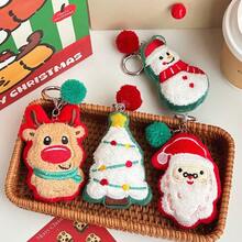 1pc Christmas Tree Plush Card Holder, Christmas Gingerbread Man Plush Card Holder, 3-Inch Small Card Display Card Holder, K-Pop Idol Small Card Display Card Holder Pendant, Id Card Student Card Work Card Holder, Christmas Gift, Cute Christmas Plush Pendant Keychain - Multicolor - View 10