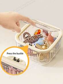 1 szt. Wielofunkcyjny organizer do makijażu z pokrywką, biurkowy organizer na kosmetyki, przechowywanie akcesoriów do włosów, organizer na przybory do makijażu i kosz na śmieci, wygodny uchwyt na zatrzask, pudełko na biżuterię, saszetka, uchwyt na pędzle do makijażu, organizer na perfumy, torba saszetkowa