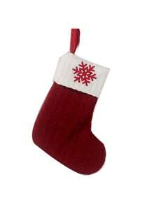 1 pieza Calcetín navideño de punto rojo de 10 pulgadas, calcetín navideño colgante con letra inglesa y copos de nieve, adecuado para decoración de fiesta de Navidad, suministros de fiesta de Año Nuevo 2026, decoración de habitación navideña, calcetines navideños personalizados con inicial