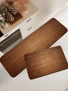 1pc Faux Wood Grain Design Kitchen Mat, Brown Wooden Texture Background, Absorbent Non-Slip Kitchen Carpet, Water & Oil Absorbent, Quick Dry Kitchen Floor Mat, Indoor Entrance Doormat, Odorless Soft Thick Kitchen Floor Pad, Small Kitchen Rug, Non-Slip Kitchen Decor Carpet, Easy To Clean Entryway Welcome Mat, Suitable For Living Room, Dining Room, Kitchen, In Front Of Sink - Multicolor - View 8