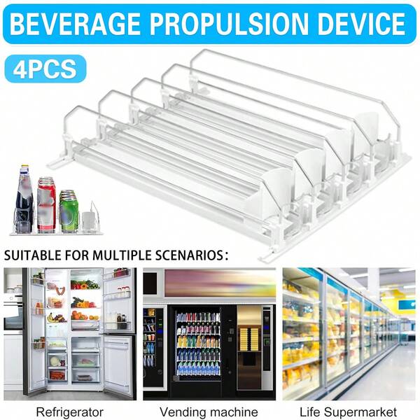 Aimall 4 PCS Automatic Beverage Pusher E Shape Shelf Organizer Supermarket Bottle Rack