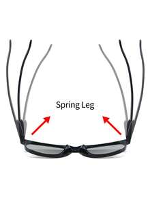 复古2502方形时尚眼镜，男女通用设计，舒适灵活的铰链，适合户外活动，复古风格，轻便舒适，配有弹簧铰链。 - 黑色 - 查看 6