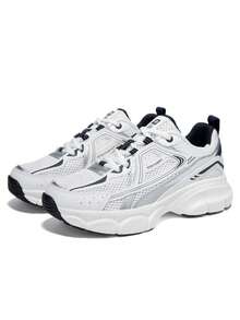 baasploa Women's Thick Sole Sports Shoes, Mesh Running Shoes, Thick Increase Height Sports Shoes, Lightweight Casual Shoes, Retro Shoes, Shock Absorbing Non-Slip Wear-Resistant Soft Bottom Walking Shoes, Fashion Versatile Running Training Shoes, Thick Sole Sports Shoes, Retro Patchwork - 白色 - 查看 2