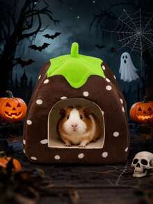 Halloween Pumpkin Shaped Comfortable Small Animal Bed, Suitable For Hamsters, Guinea Pigs, Rabbits, Removable & Washable Small Pet House For Winter