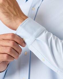 Men's Commuter Shirt, Performance Dress Shirts For Men, Machine Washable, Wrinkle Resistant, Slim Fit Button Down Shirthalloween - Blue Stripe - View 2