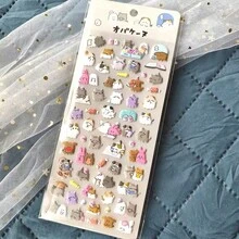 Yuyu Family 系列 3D 泡泡可爱卡通猫、企鹅、幽灵便签纸、手机壳装饰贴纸 - 彩色 - 查看 9