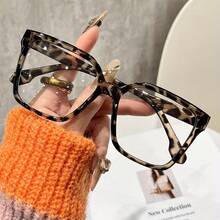 1 Pair Of Unisex Fashion Glasses,  Retro Large Frame Korean Style Street Style Simple, Popular Design Bestseller, Suitable For Daily Commuting, Back-To-School Season, Christmas, Wedding Anniversary, Independence Day, Thanksgiving Day Gift Ideal Choice - 1件-白色豹紋白色平底鞋 - 查看 8