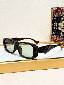 1pc Retro Small Frame Asymmetrical Rectangular Fashion Glasses - Stylish Wide Frame, Durable Plastic Frame, Unisex - Multicolor - View 17