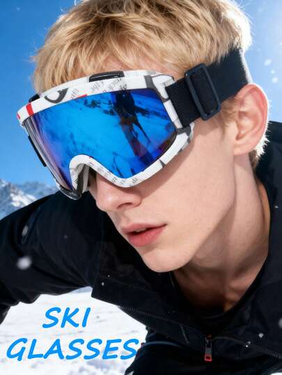 Classic Large Frame Water Transfer Floral Design Ski Goggles, Comfortable Foam Padded Anti-Collision, Unisex One-Piece Coated TPU Frame, Adjustable Strap, Multiple Colors Available