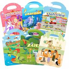 6Pack Calcomanias Para Niños Reutilizables Pegatinas Para Niños de 2 a 6 Años Adhesivas Portátiles para Educación Pegatinas Activas Libros Regalos de Cumpleaños de Viaje Para Niños y Niñas - Pegatinas estáticas 5pack - Ver 9